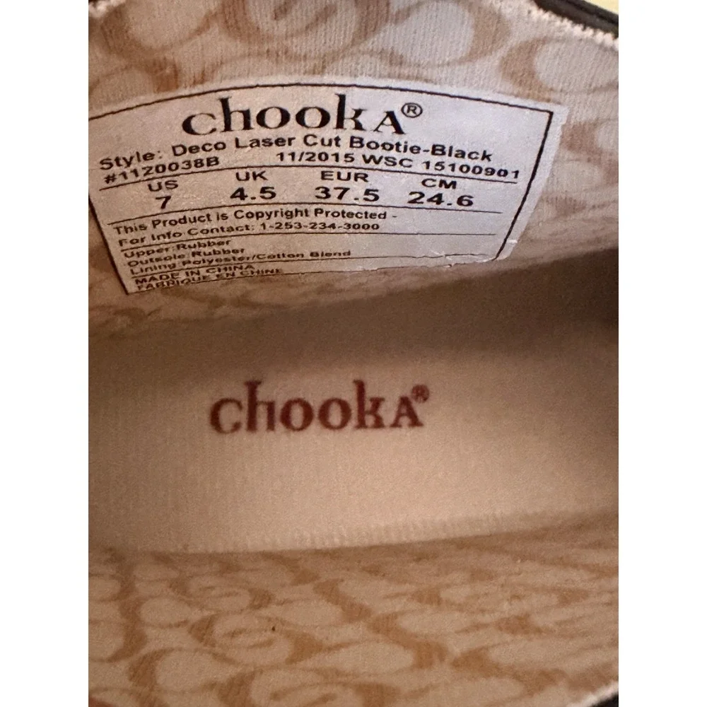 Chooka Womens Rain Boot Bootie Deco Laser Cut Black Size 7 New - Picture 3 of 8